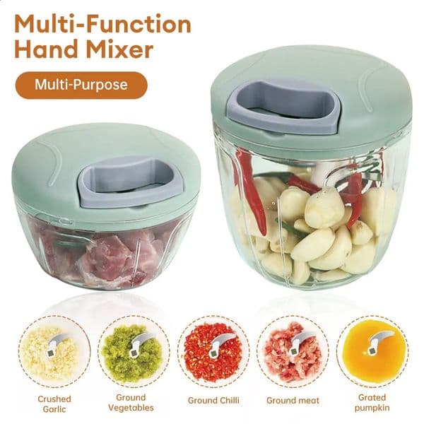 500/900ML manual meat slicer garlic chopper rotary garlic press vegetable onion chopper kitchen cooking accessoriesw 240812