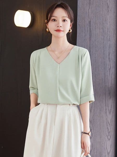 AIyssa mid long sleeved womens shirts office tops exquisite and elegant spring summer styles 240810