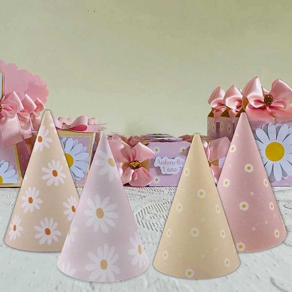 6pcs Daisy Flower Paper Hats Colorful Party Hat For Kids Baby Shower Daisy Wedding Birthday Party Decorations DIY Gifts Supply Y240810