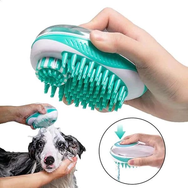 Pet dog shower brush 2-in-1 pet spa massage comb soft silicone pet shower hair beauty Cmob dog cleaning tools pet supplies 240809