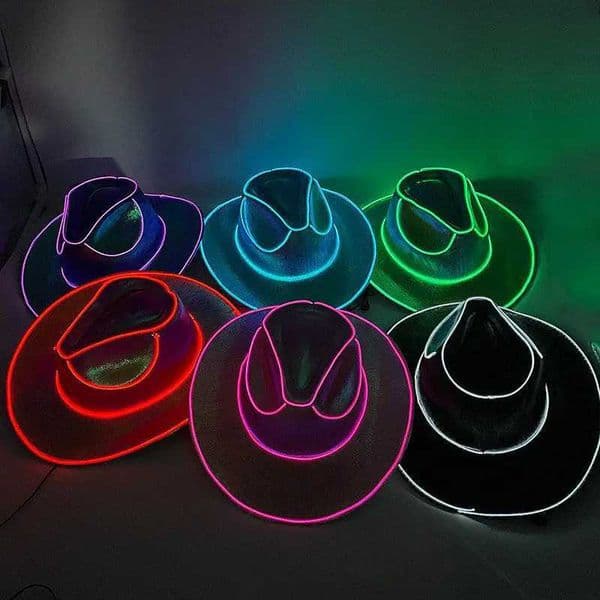 Bride Cowgirl Hat Glowing Light Bar Cap Bachelorette Party Supplies Wireless Disco Luminous Led Flashing Neon Western Cowboy Hat Y240810