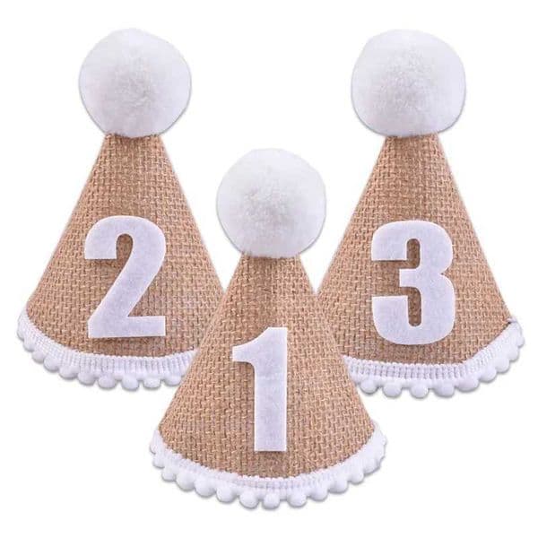 12x9cm Birthday Hat For Little Baby 1 2 3 Year Boy Girl Birthday Party Decorations Baby Headband Supplies Y240810