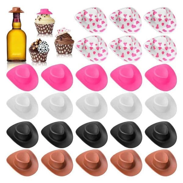 16PCS Mini Cowboy Hats Bachelorette Party Favors Birthday Wedding Doll Accessories Aesthetic Western Doll Hats Shooter Toppers Y240810