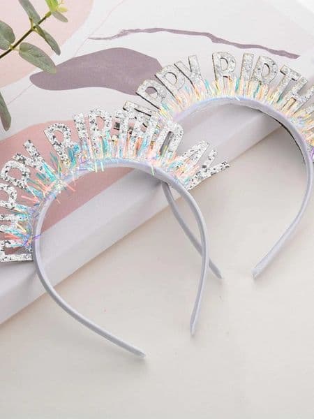 5 Colors Happy Birthday Hair Band Birthday Party Decoration Pink Fashion Sequin for Girl Birthday Baby Shower Party Supplies Y240810