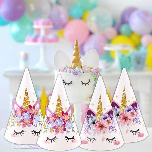6pcs/lot Unicorn Paper Hats Carton Party Hat For Kids Baby Shower Unicorn Happy Birthday Party Decorations DIY Party Supplies Y240810
