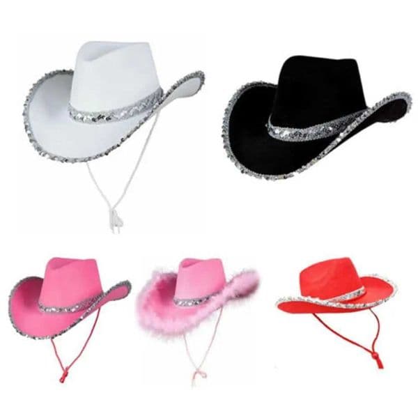 Sequin Cowboy Hat Cowgirl Hat Women Bachelorette Party Hats Funny Cowboy Cosplay Y240810