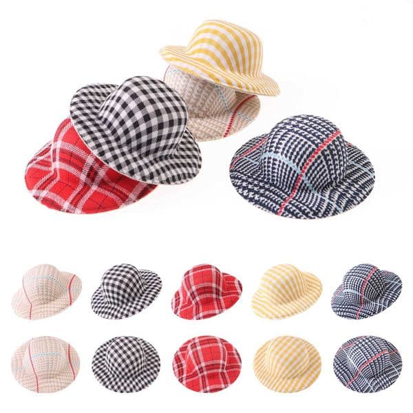Randomly Mixed Mini Fabric Woven Fashion Plaid Leopard Print Doll Creative DIY Hat Decoration Accessories Y240810