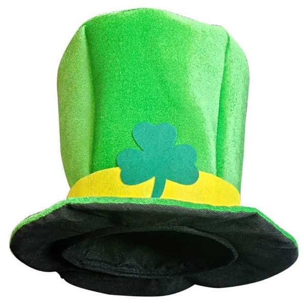 Saint Patricks Day Shamrock Clover Green Velvet Top Hat Irish Leprechaun Cosplay Costume Party Decoration Favor Accessories Y240810