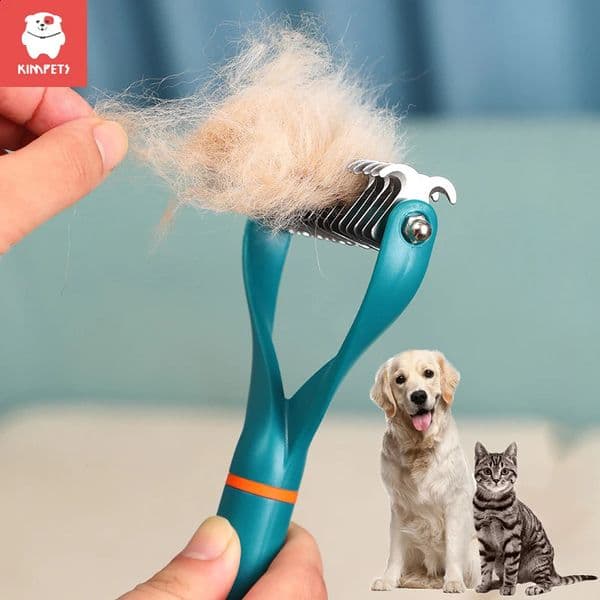 Kimpets pet fur knot cutter dog grooming clipper comb cat hair removal comb double-sided tool pet product supplier 240809