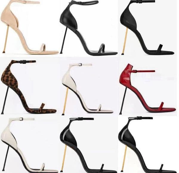 Designer Sandals High Heels Metal Letters Sandals Women Dress Shoes Sexy Open Slippers Leather Party Wedding Sandal high-heeled shoes Z260521