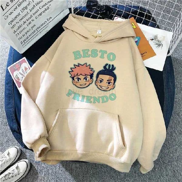 90s Hoodies Men Japanese Anime Besto Friendo Clothes Kawaii Cartoon Streetwear Unisex Hooded Sweatshirts MaleXJ240812
