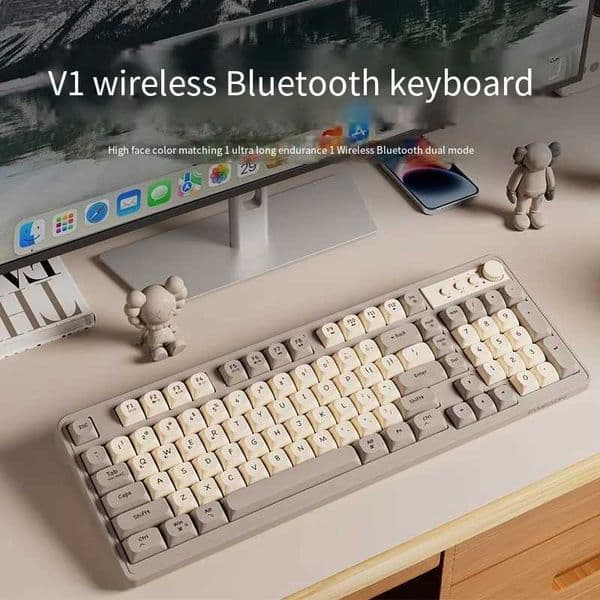 2.4G Wireless Bluetooth Keyboard Mouse Combos 104 Keys Mute Rechargeable Mechanical Feel Desktop Laptop Tablet Gaming KeyboardCL240709