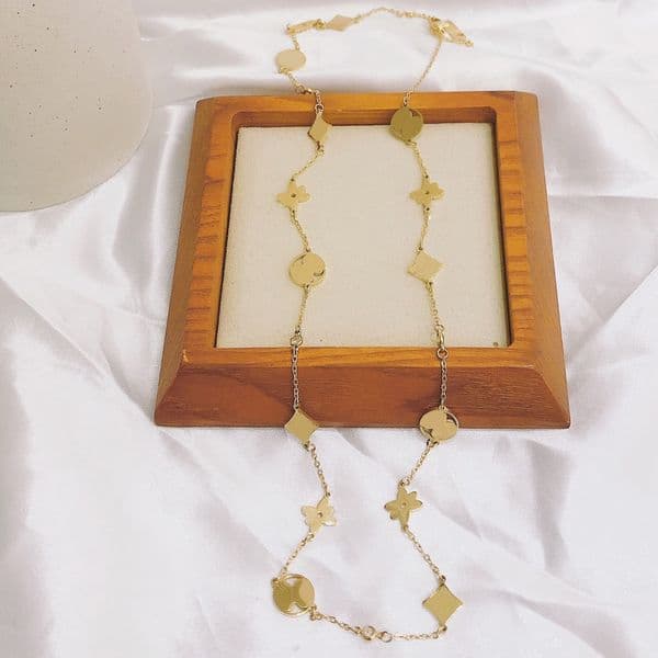 Women Luxury Designer Necklace Choker Chain Flower Crystal 18K Gold Plated Stainless Steel Necklaces Wedding Jewelry