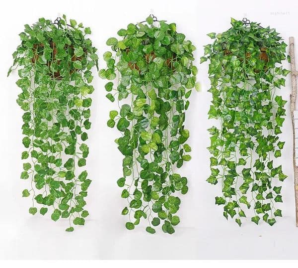 Decorative Flowers Artificial Plant Vines Wall Hanging Rattan Ivy Leaves Branches Fabric Fake Plants Wedding Canteen Outdoor Garden Home