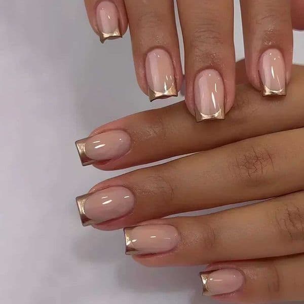 24 pieces of French pointed nail press short coffin fake nails simple wearable fake nails frosted full cover pressed nail tip art W240810