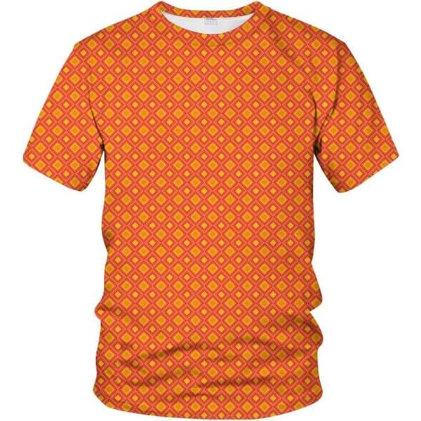 Fashion Mens T shirt 3D Novelty T-Shirt Repetitive Tile Like Inspired Vintage Appearance Warm Tone Print shirts tshirt graphic tee Casual tops clothes Short