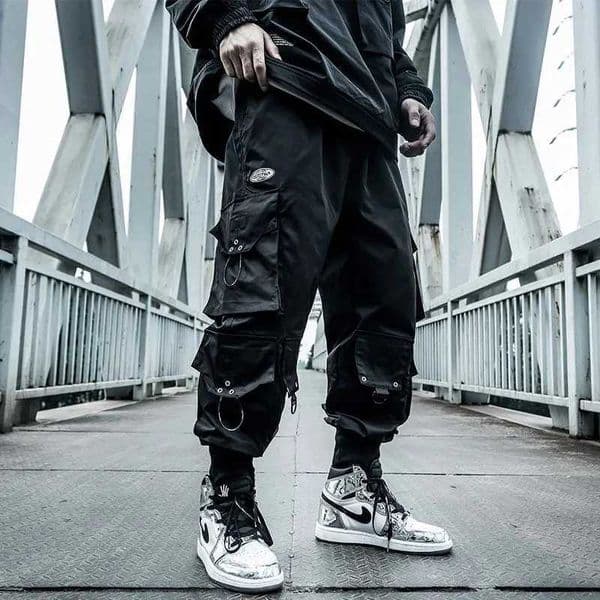 HOUZHOU Black Cargo Pants Men Joggers Hip Hop Techwear Pants Hippie Cargo Trousers for Men Streetwear Plus Size Pockets OversizeXJ240813