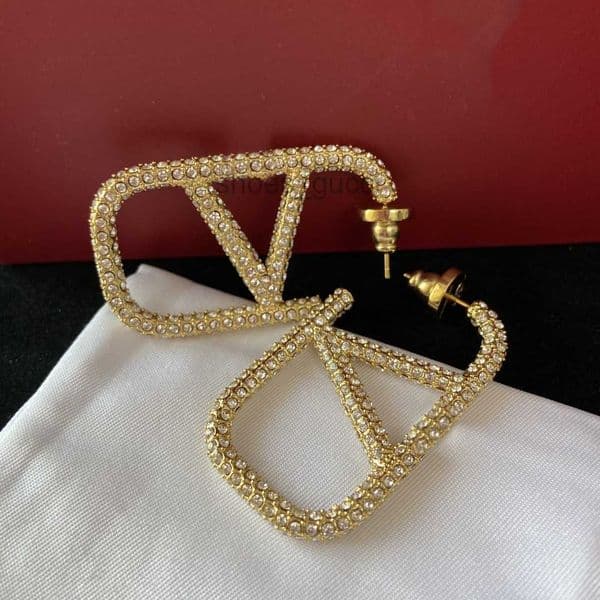 mens earrings designer for women stud luxury heart shape pearl crystal gold double V letter 925s silver jewelry classic J260225