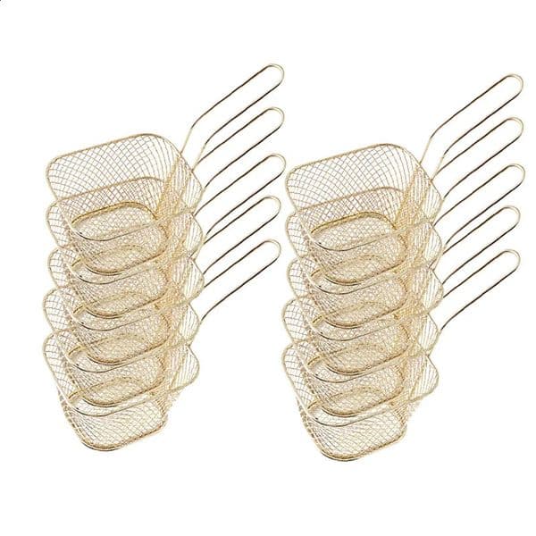 10 French fry baskets portable stainless steel chip mini frying pan baskets filter frying pans kitchen cooking baskets Colander 240812
