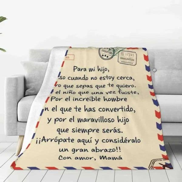 Spanish Letter To My Son Flannel Throw Blankets Express Love Blanket for Bed Office Super Warm BedspreadXJ240813