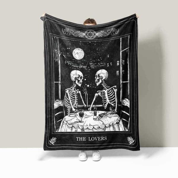 1 piece of double-sided flannel Halloween couple skull blanket digital printed sofa air-conditioned room cover blanketXJ240813