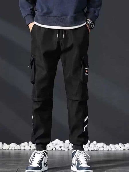 Classic Design Multi Flap Pockets Cargo PantsMens Loose Fit Drawstring Harem Cargo Jogger PantsXJ42