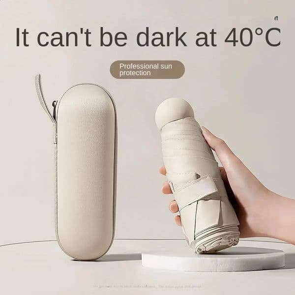 Capsule Umbrella Portable Mini Sunshade Sunscreen Rain Umbrella Black Rubber Alloy Handle Foldable Sun Rain Dual Use 240810 L260512