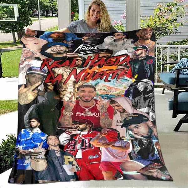 Rapper Anuel AA printed blankets Flange Warm blanket soft and comfortable home travel bed blanket picnic blankets birthday giftXJ240813