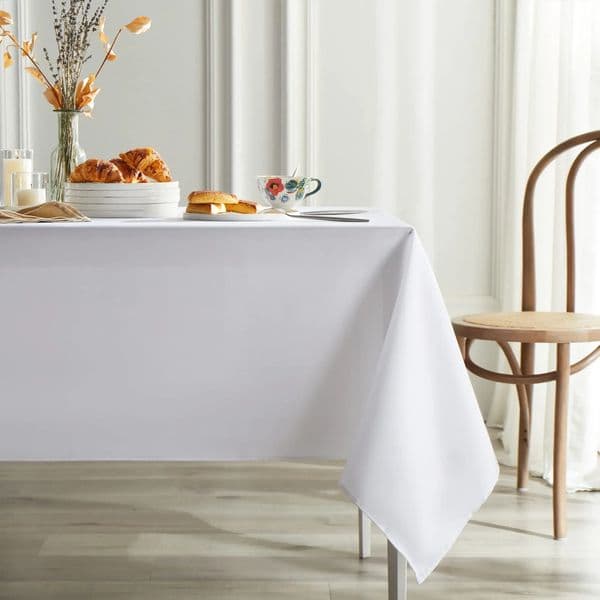 White tablecloth waterproof and scratch resistant polyester decoration washable fabric table cover for home buffet parties 240812