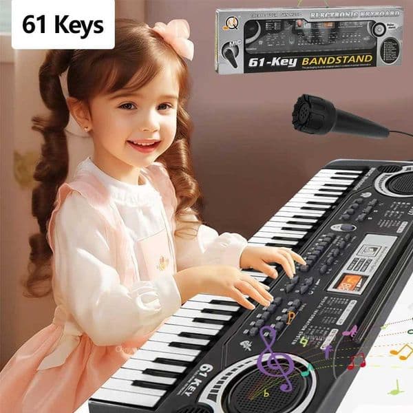Chriyungel Kids Electronic Piano Keyboard with Microphone 61 / 37 Keys Organ Musical Instrument Toy Gift for Child Beginners Y240813