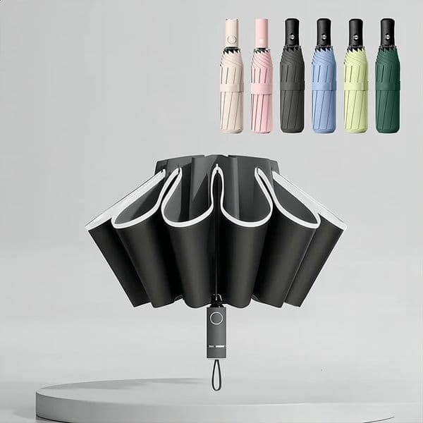 Fully automatic reverse folding umbrella with windproof reflective strip UV 240813