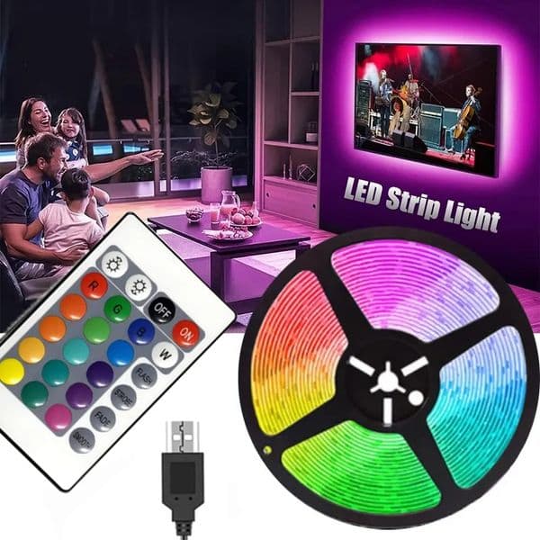 5M LED String 60 Leds Computer Desk DIY Backlight 24 Key Remote Control RGB Multicolor Tape Home Decoration Light Strip D2.0