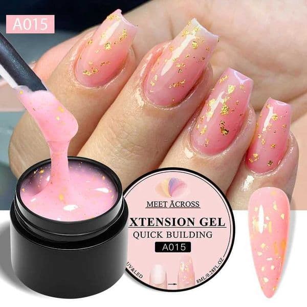 Gel Nail polygel Polish Set MEET ACROSS 8Ml Pink Glitter Quick Extension Nail Polish Semi Permanent UV Gel Nails Art For Manicure Vernis