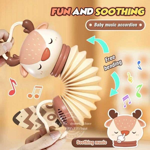 Cartoon Deer Accordion Baby Music Toys Early Education Instrument Electronic Vocal Toy Kids Educational Soothe Toy Children Gift Y240813