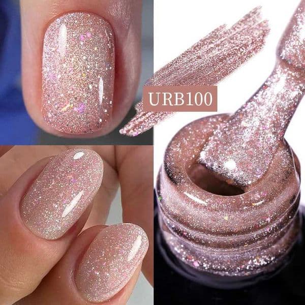 Gel Nail Polish Set UR SUGAR 7Ml Sparkling Flakes Glitter Rubber Base Effect Hybrid Gel Polish Semi-Permanent Varnish Nail Art Vernis