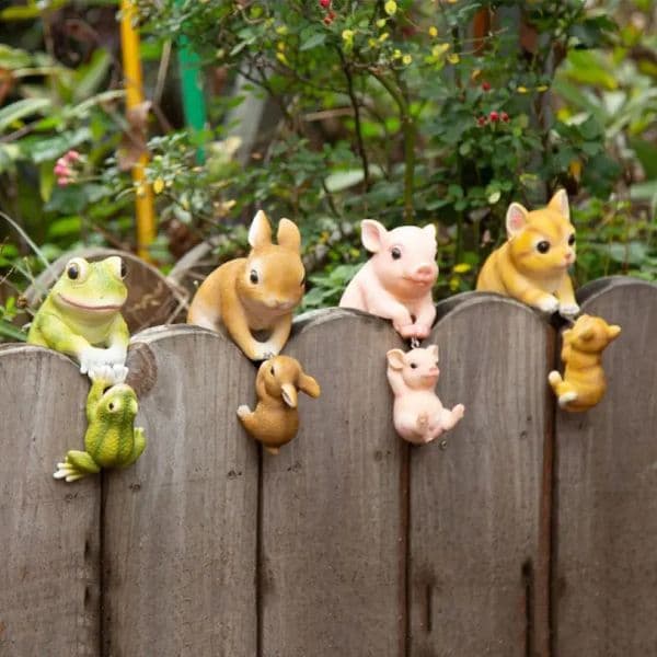 Creative Resin 2pcs Cute Piglet Rabbit Frog Cat Statue Outdoor Balcony Gardening Flower Pot Animal Sculpture Hanging Ornaments 240814