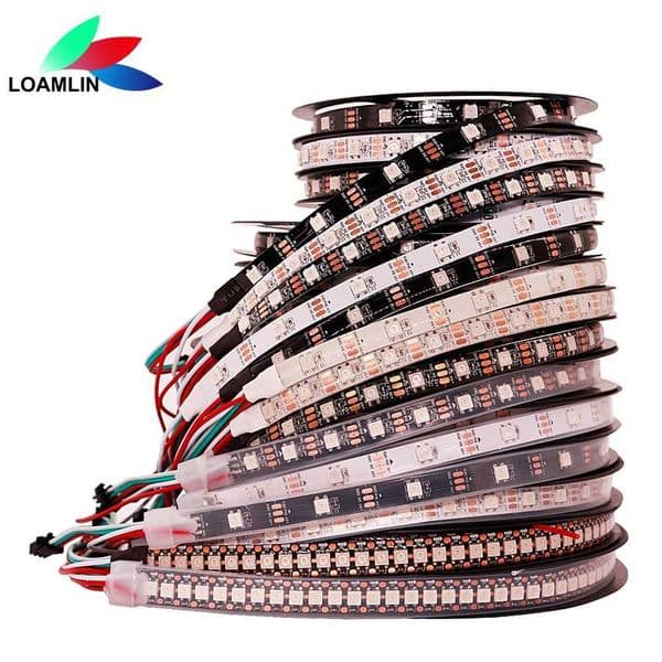 WS2812B Smart RGB LED Strip WS2812 Individually Addressable Led Lighting soft lamp 30/60/144Leds Black/White PCB IP30/65/67 DC5V CL240815