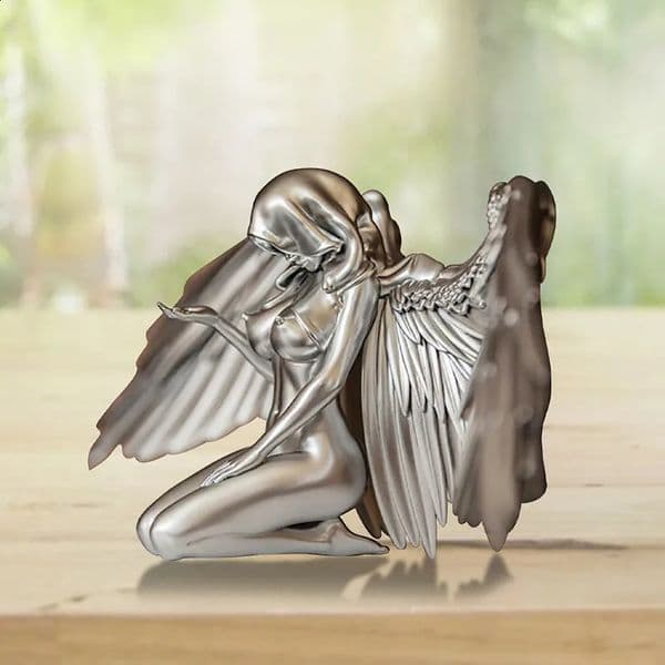 3D Angel Statue Art Angel Female Woman Wings Kneeling Cloak Hat Angel Art Statue Decor Indoor and Outdoor Creative Sculpture 240813