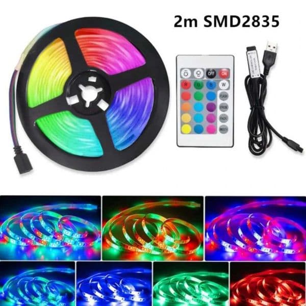 USB LED Light Strip 60LEDs/m 24 Key IR Remote Control for Room Decor Flexible LED Ribbon Desk TV Screen Background Lighting CL240815