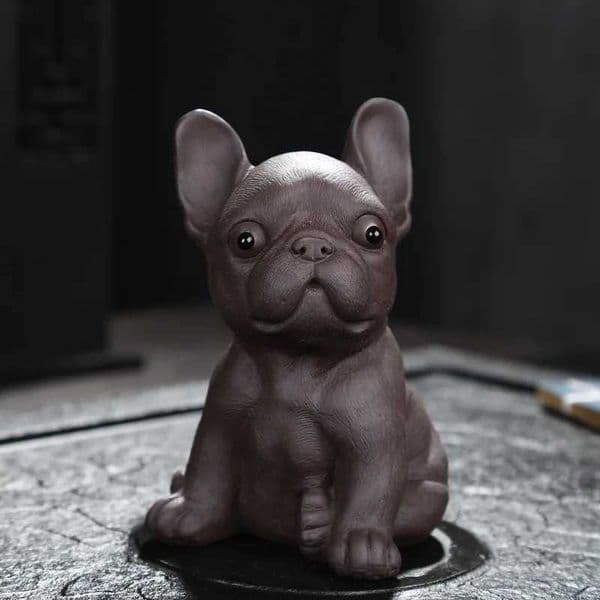 Purple Clay Dog Ceramic Animal Figurines Zisha Tea Pet Little Bulldog Crafts Household Office Tea Accessories Decoration Tea ToyXJ240814
