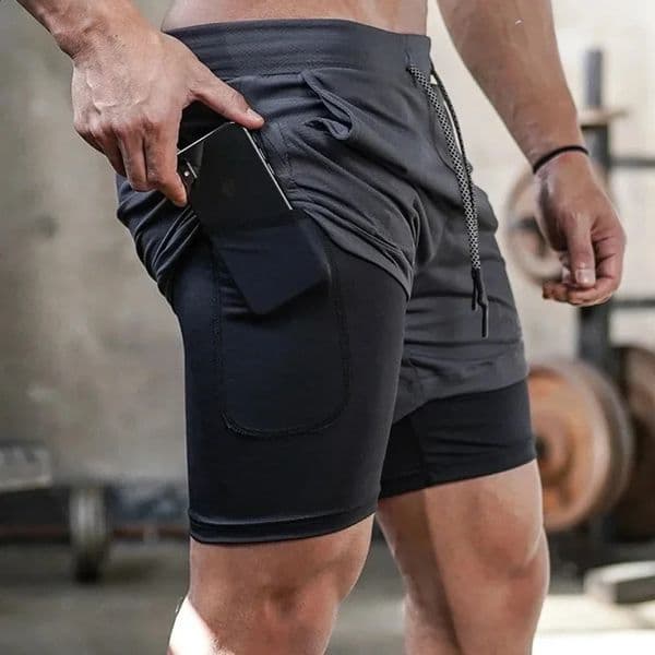 Mens compression sports shorts sportswear doublelayer running 2in1 beach summer fitness training jogging 240814