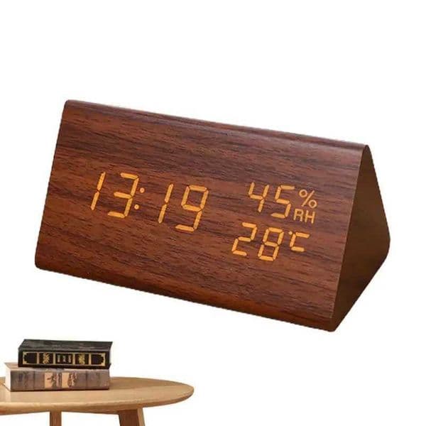 Digital Clock LED Wooden Alarm Clock Table Sound Control Electronic Clocks Desktop USB/AAA Powered Desperadoes Home Table DecorM240814