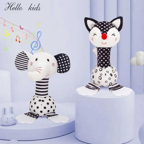 Baby Black And White Rattle Toys Elephant Teether Comfort Toys Early Childhood Education Comfort Toys For KidsM240815
