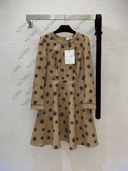 Designer Women Dress Brand Full Flower Print Girl frock Size S M L XL XXL Autumn Fashion Long Sleeve Ladies Skirt Nov02