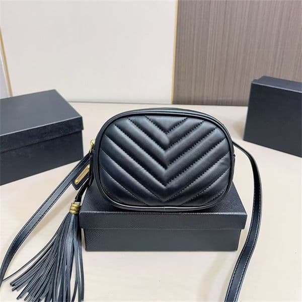 Shoulder Bag Designers Crossbody Bag Womens Camera Bag genuine Leather handbags Quilted Zipper bags Handbag women Luxury Black Strap