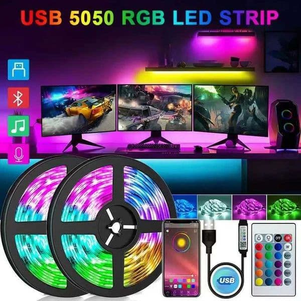 1/3/5/10/20M Fashion LED Light With RGB 5050 Color Changing Light With Bluetooth With Remote Control Decoration Bedroom CL240815