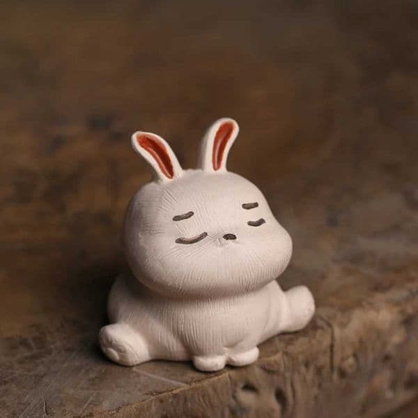 Rabbit Cute White Tea Pet Spirit Figurines Tea Ceremony Utensils Chinese Room Decoration Accessories Zen AnimalXJ240814