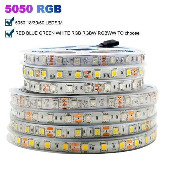 Led Strips Rgb 5050 Rgbw Rgbww 12V Led Ribbon 5M Led Tape For Bedroom Led Line Lighting 18/30/60 Leds/M High Brightness Light CL240815