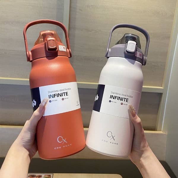 Large Capacity Thermal Water Bottle With Straw Tumbler Stainless Steel Thermo Gym Vacuum Flask Cold and Insulated Cup 240115 L260513
