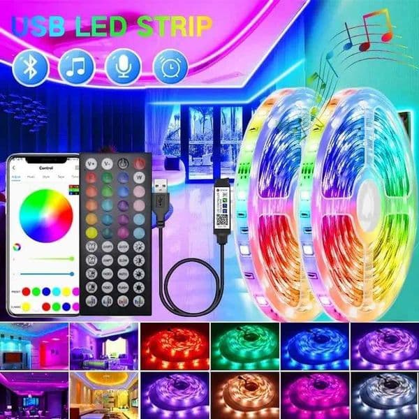 Led Light Strip Usb Bluetooth Rgb Ribbon Light For Wall Room 1-30M 5050 5V Ice String Led Tape Backlight Ice Tv Ceiling Led Band CL240815